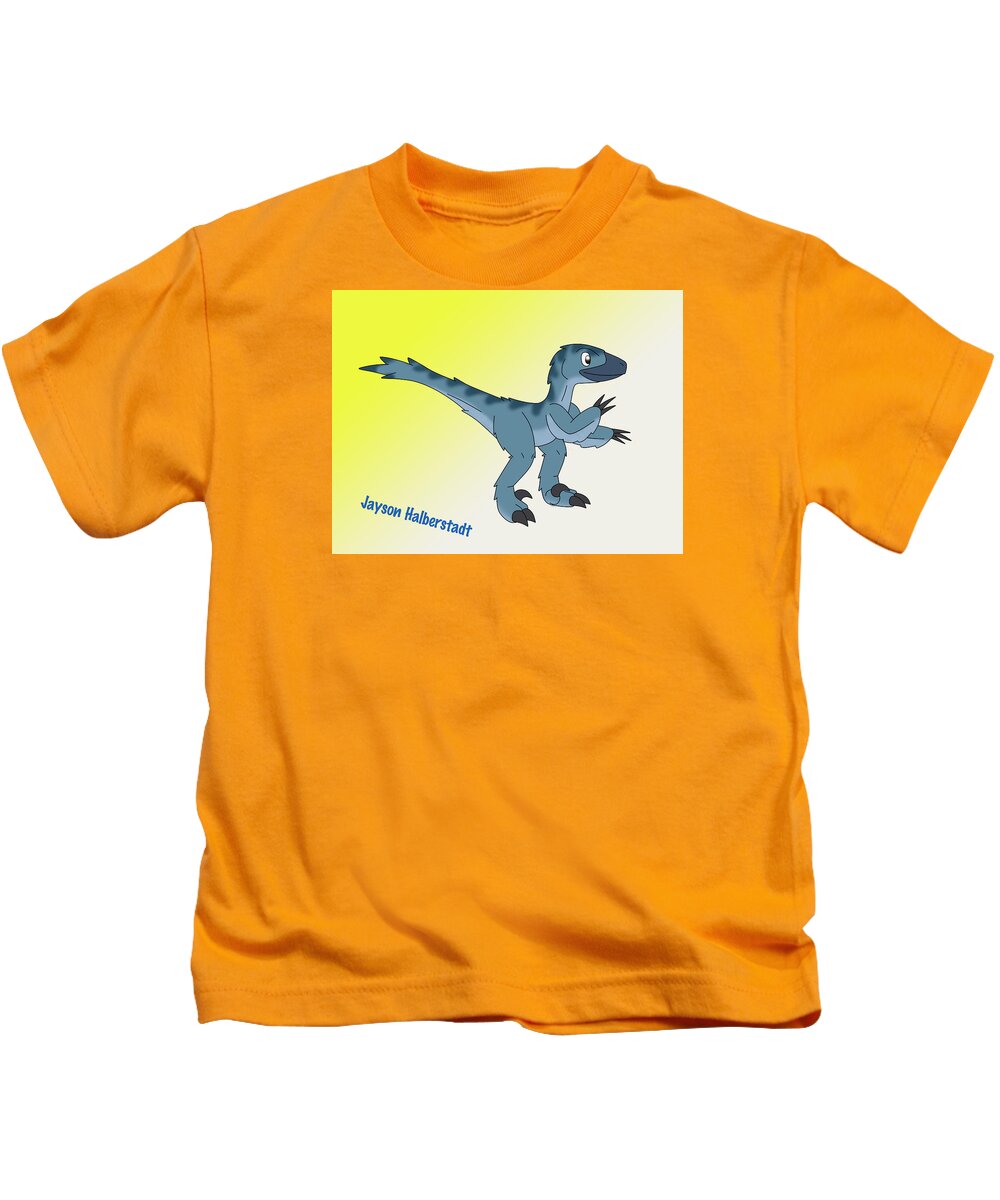 Dinosaur Kids T-Shirt featuring the digital art Cory The Raptor by Jayson Halberstadt