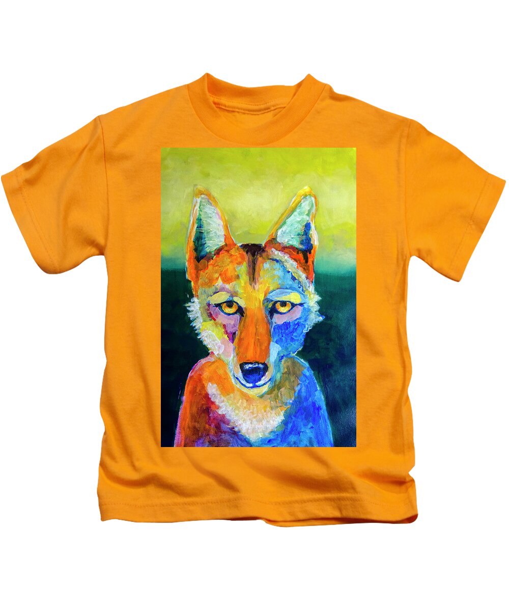 Coyote Kids T-Shirt featuring the painting Coyote by Rick Mosher