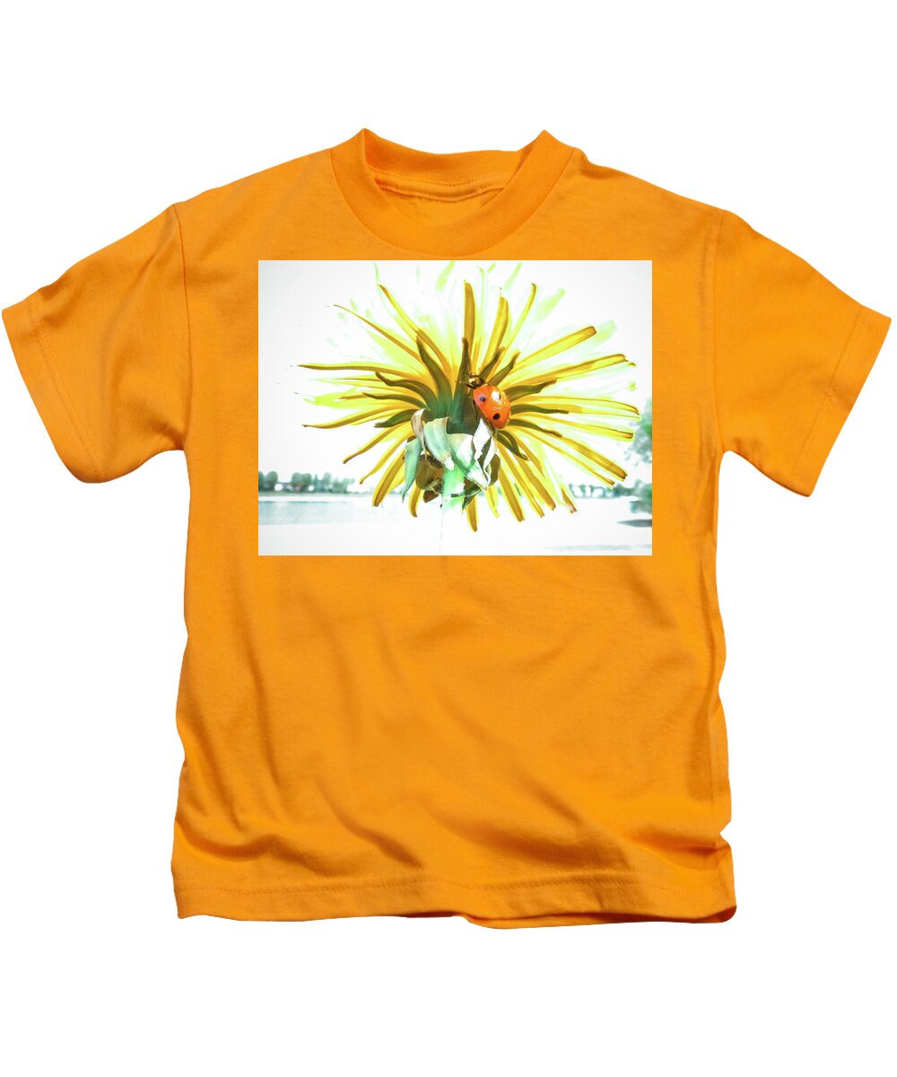 Ladybug Kids T-Shirt featuring the photograph Dandelion Flower by Cesar Vieira