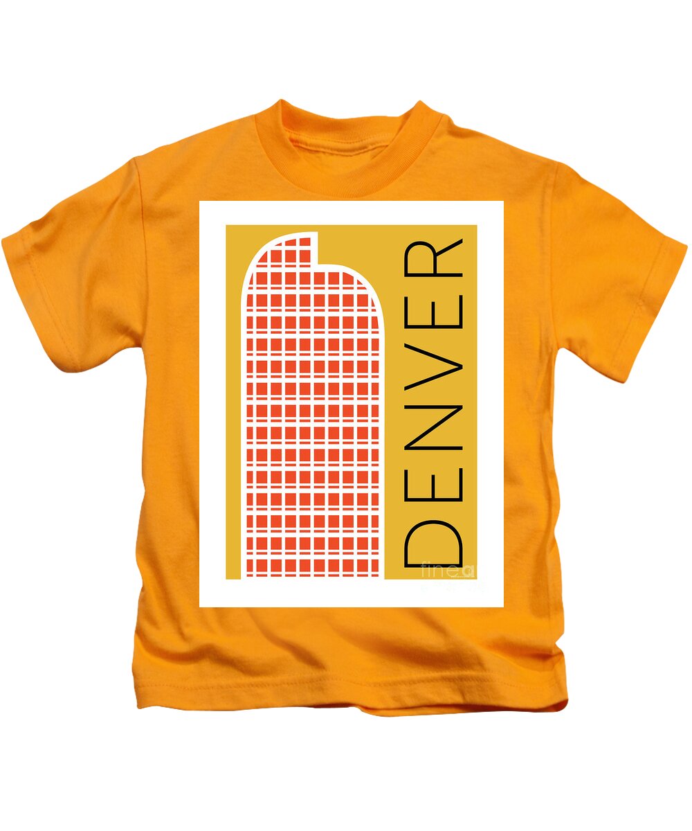 Denver Kids T-Shirt featuring the digital art DENVER Cash Register Bldg/Gold by Sam Brennan
