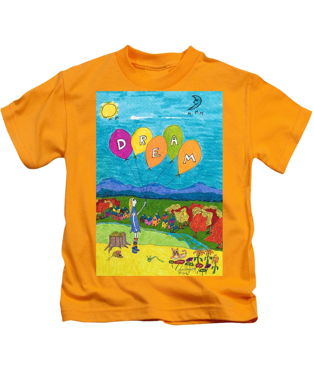 Hagood Kids T-Shirt featuring the painting Dream by Lew Hagood