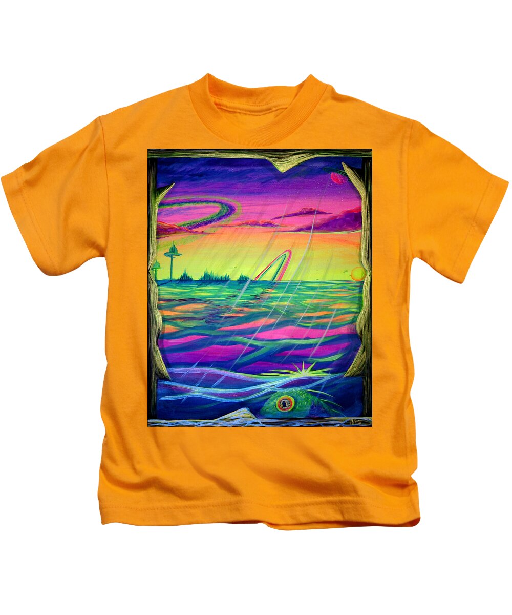 Dream Kids T-Shirt featuring the painting Dream Window 898 by M E