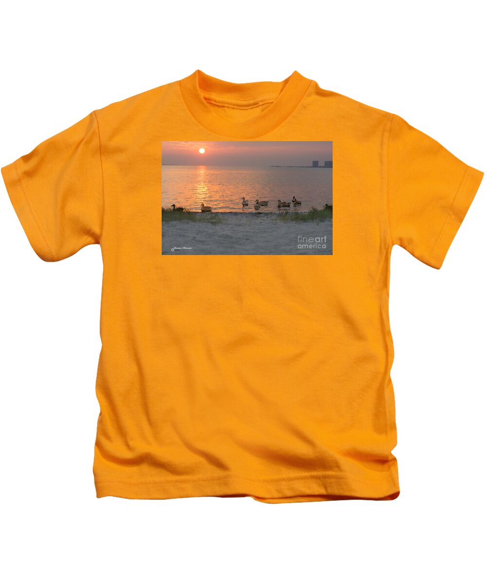 Ducks Kids T-Shirt featuring the photograph Ducks at Sunrise by Metaphor Photo