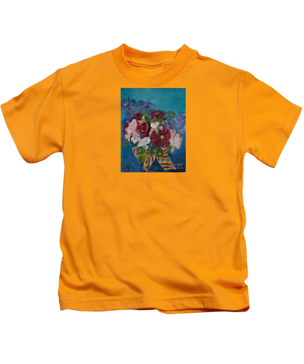 Flowers Kids T-Shirt featuring the painting Flowers of Remembrance by Karen Francis