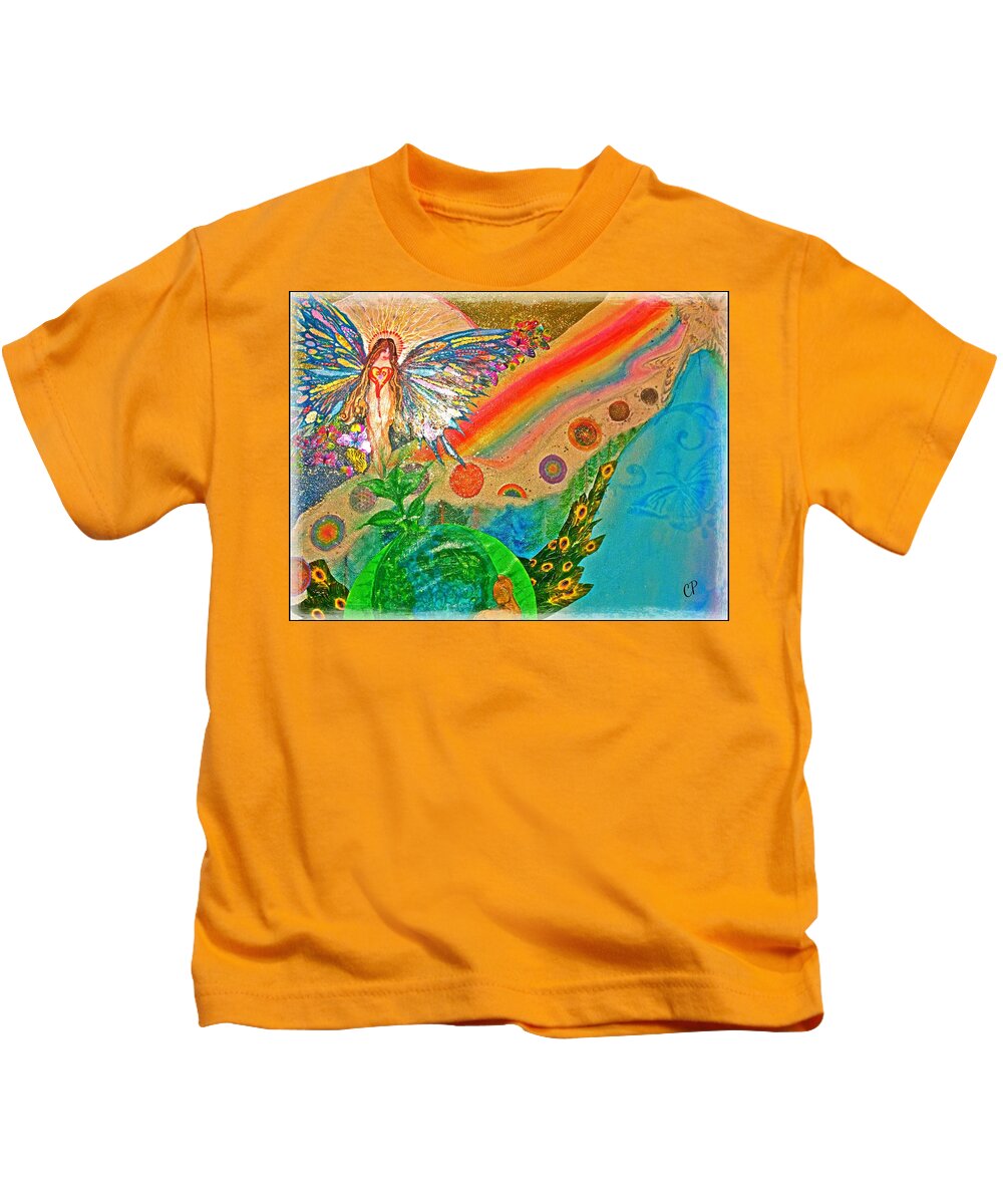 Earth Kids T-Shirt featuring the mixed media Gaia by Christine Paris