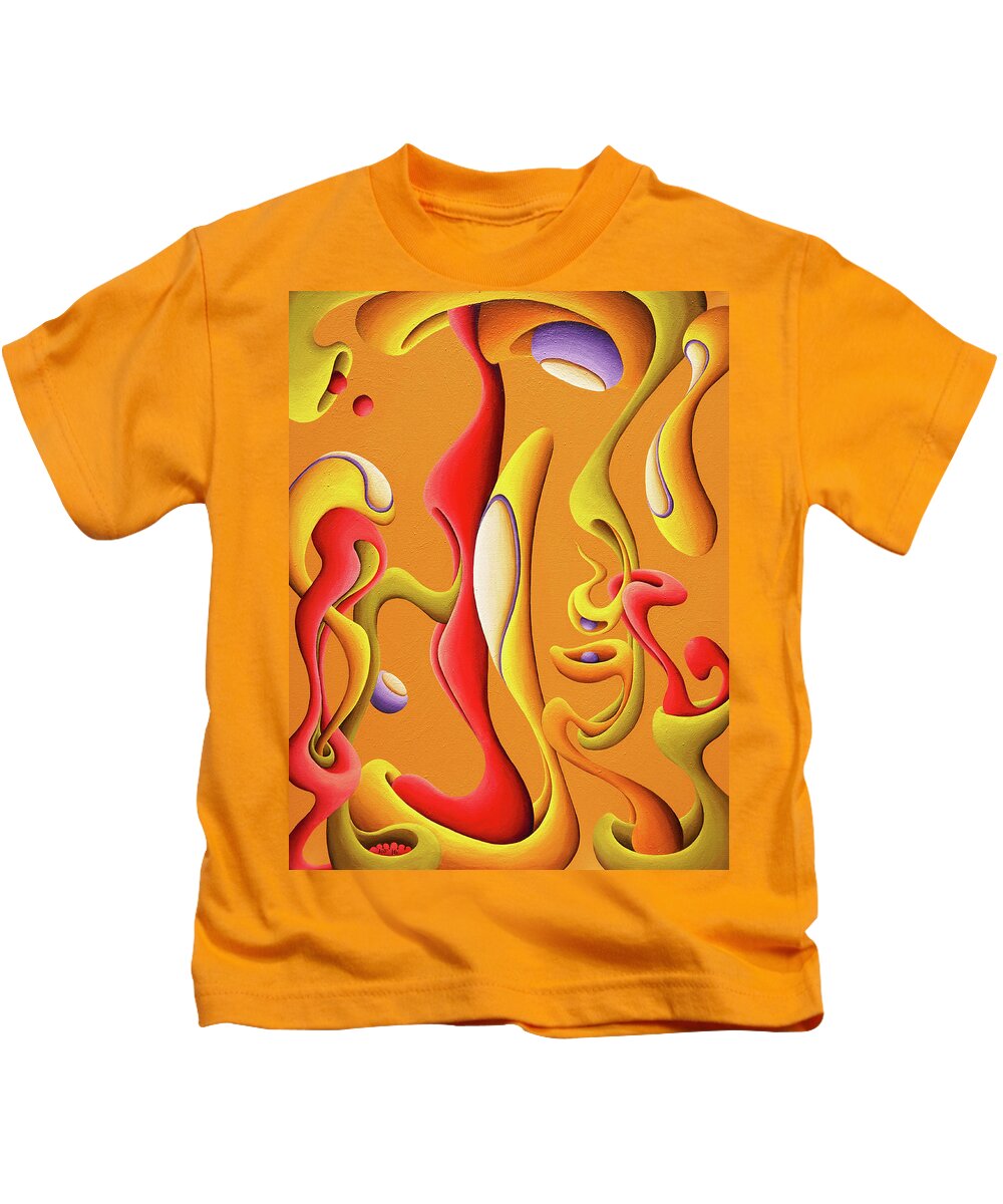 Yellow Kids T-Shirt featuring the painting Happosition Harmony by Amy Ferrari