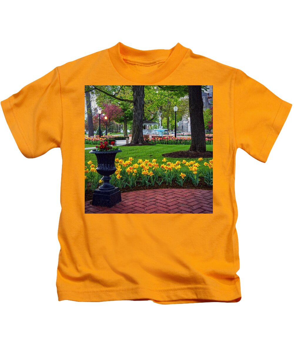  Kids T-Shirt featuring the photograph Hudson Falls...A Great Place to Call Home by Kendall McKernon