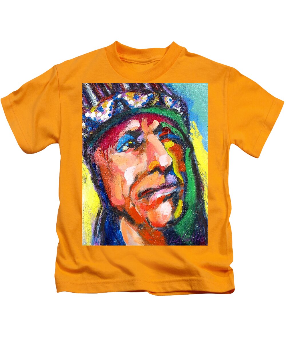 Cody Kids T-Shirt featuring the painting Iron Eyes Cody by Les Leffingwell