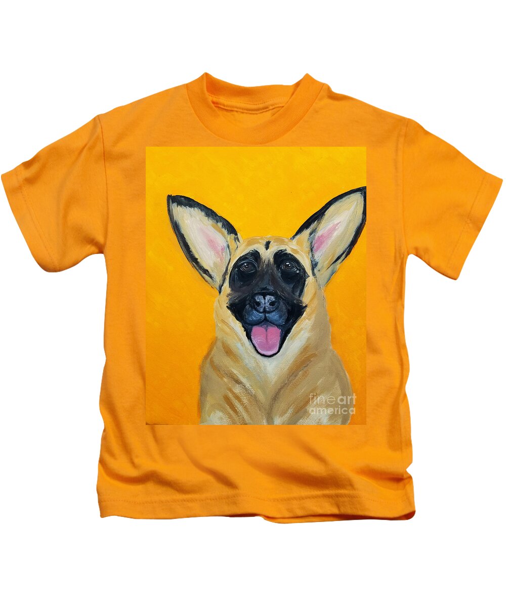 Pet Portrait Kids T-Shirt featuring the painting Lady Date With Paint Nov 20th by Ania M Milo