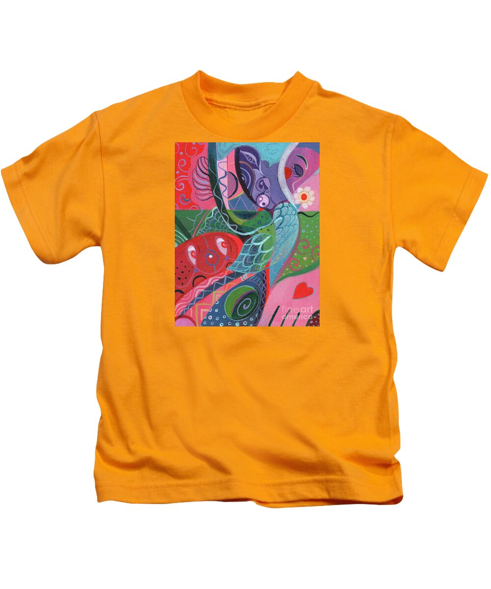 Love Kids T-Shirt featuring the painting More Love by Helena Tiainen