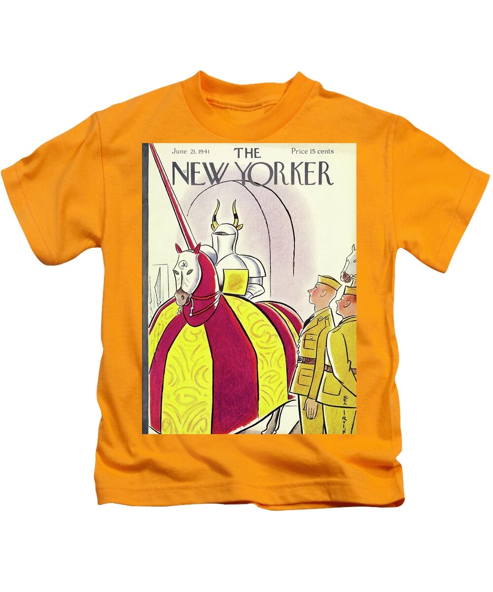 Museum Kids T-Shirt featuring the painting New Yorker June 21 1941 by Rea Irvin