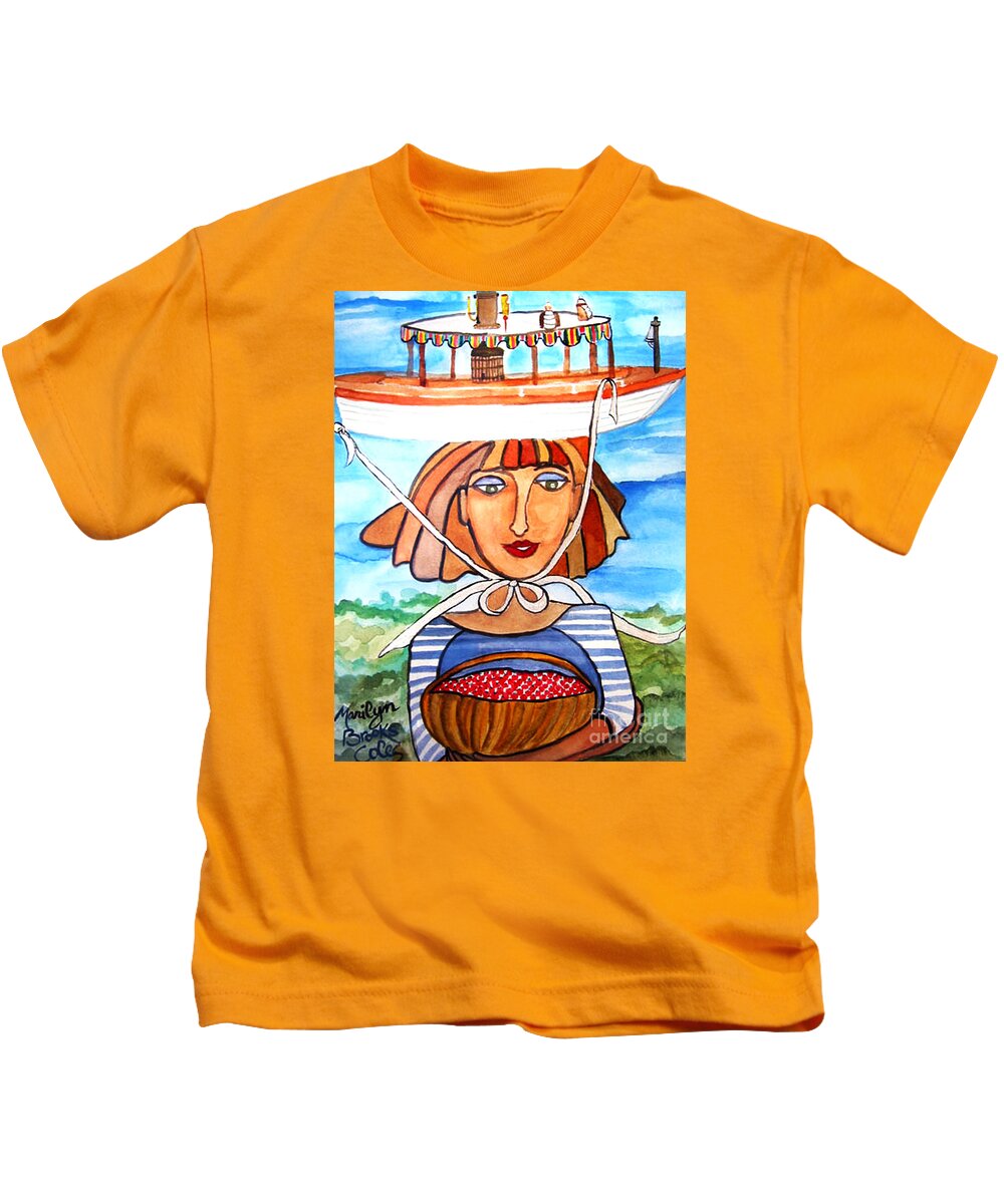 Boat Kids T-Shirt featuring the painting Nipissing by Marilyn Brooks