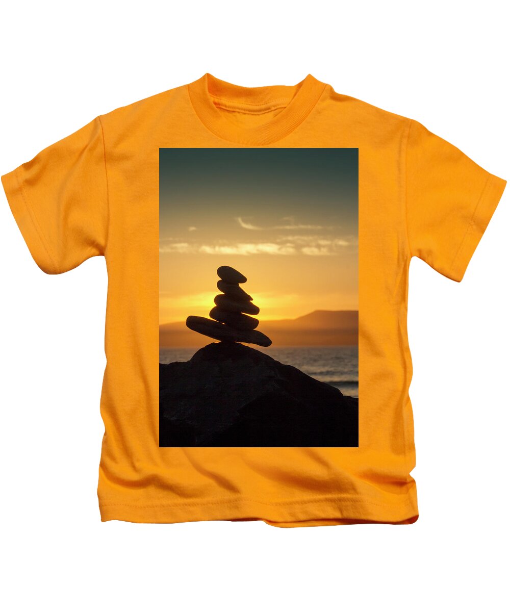 Sunset Kids T-Shirt featuring the photograph Rosbeigh Sunset Stack by Mark Callanan