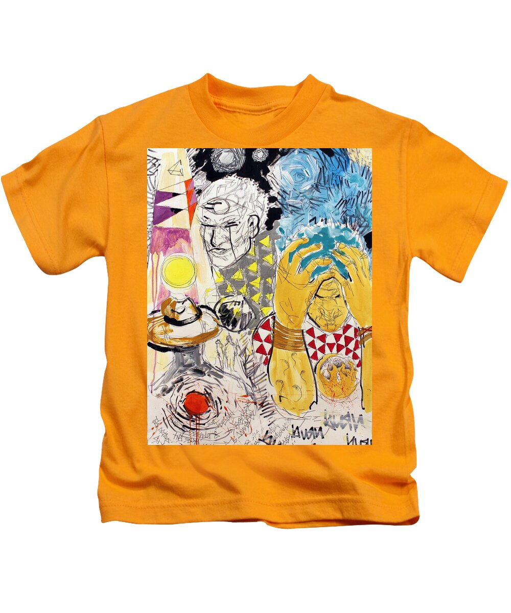 Abstract Kids T-Shirt featuring the mixed media Stages by Aort Reed