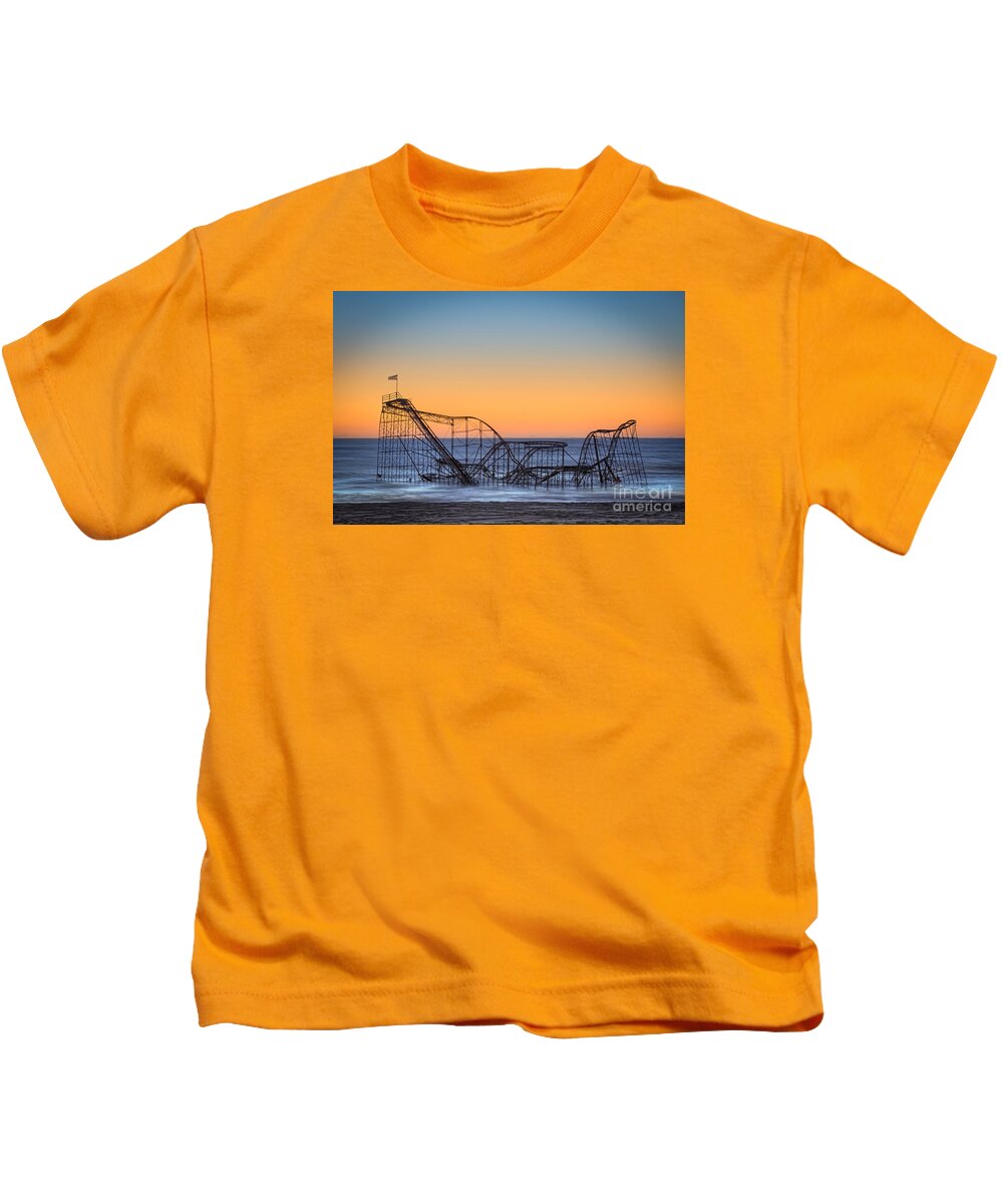 Landscape Kids T-Shirt featuring the photograph Star Jet Roller Coaster Ride by Michael Ver Sprill