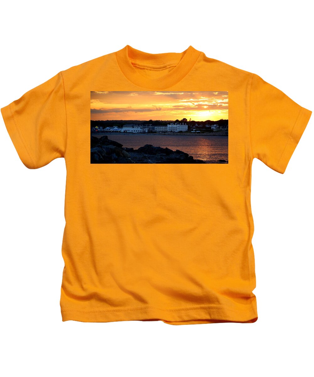 Sunset Kids T-Shirt featuring the painting Sunset Short Sands by Imagery-at- Work