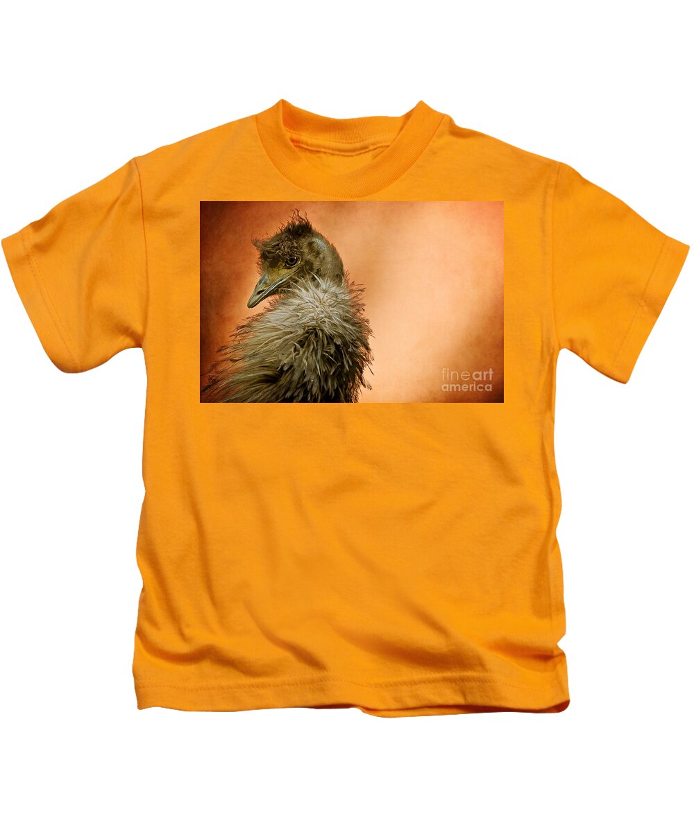 Emu Kids T-Shirt featuring the photograph That Shy Come-Hither Stare by Lois Bryan