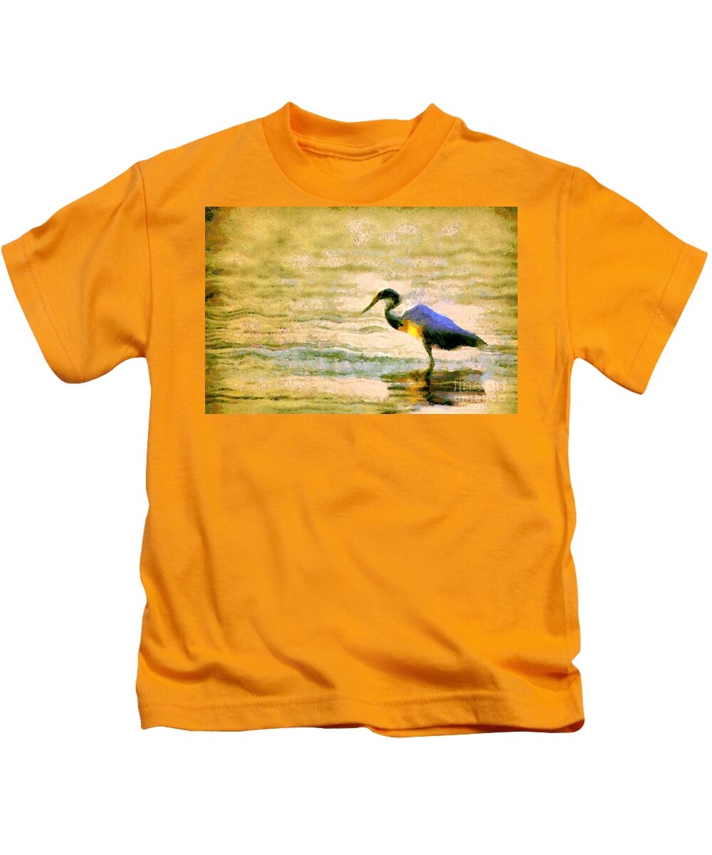 Odon Kids T-Shirt featuring the painting The herons by Odon Czintos