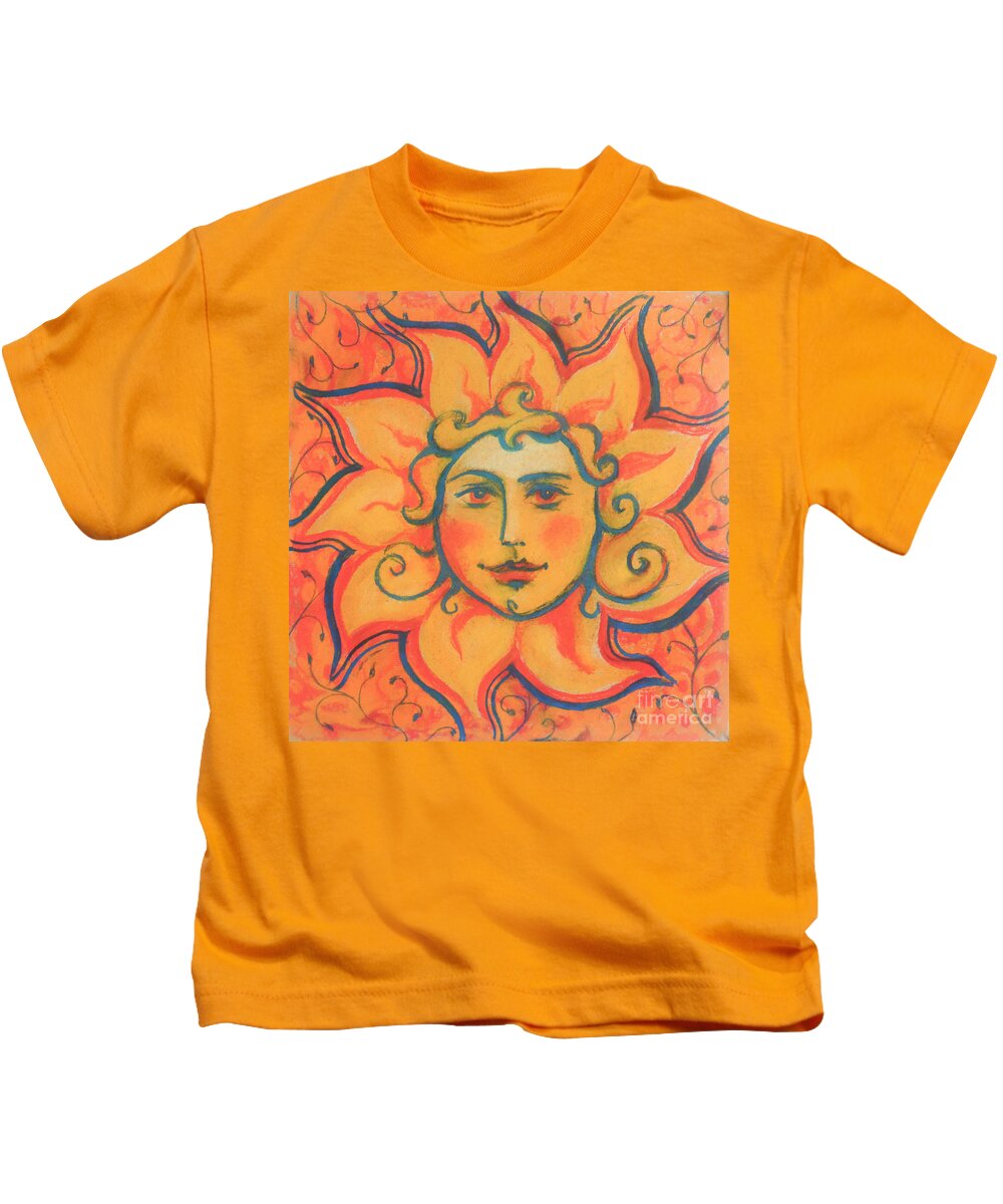 Pastel Kids T-Shirt featuring the pastel The Sun by Julia Khoroshikh