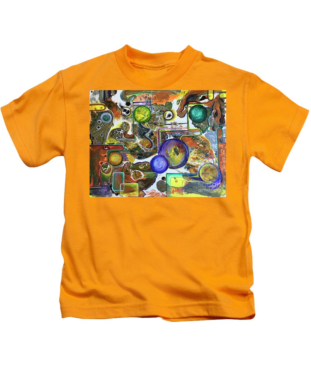 Abstract Painting Kids T-Shirt featuring the painting Universe by Maria Karlosak