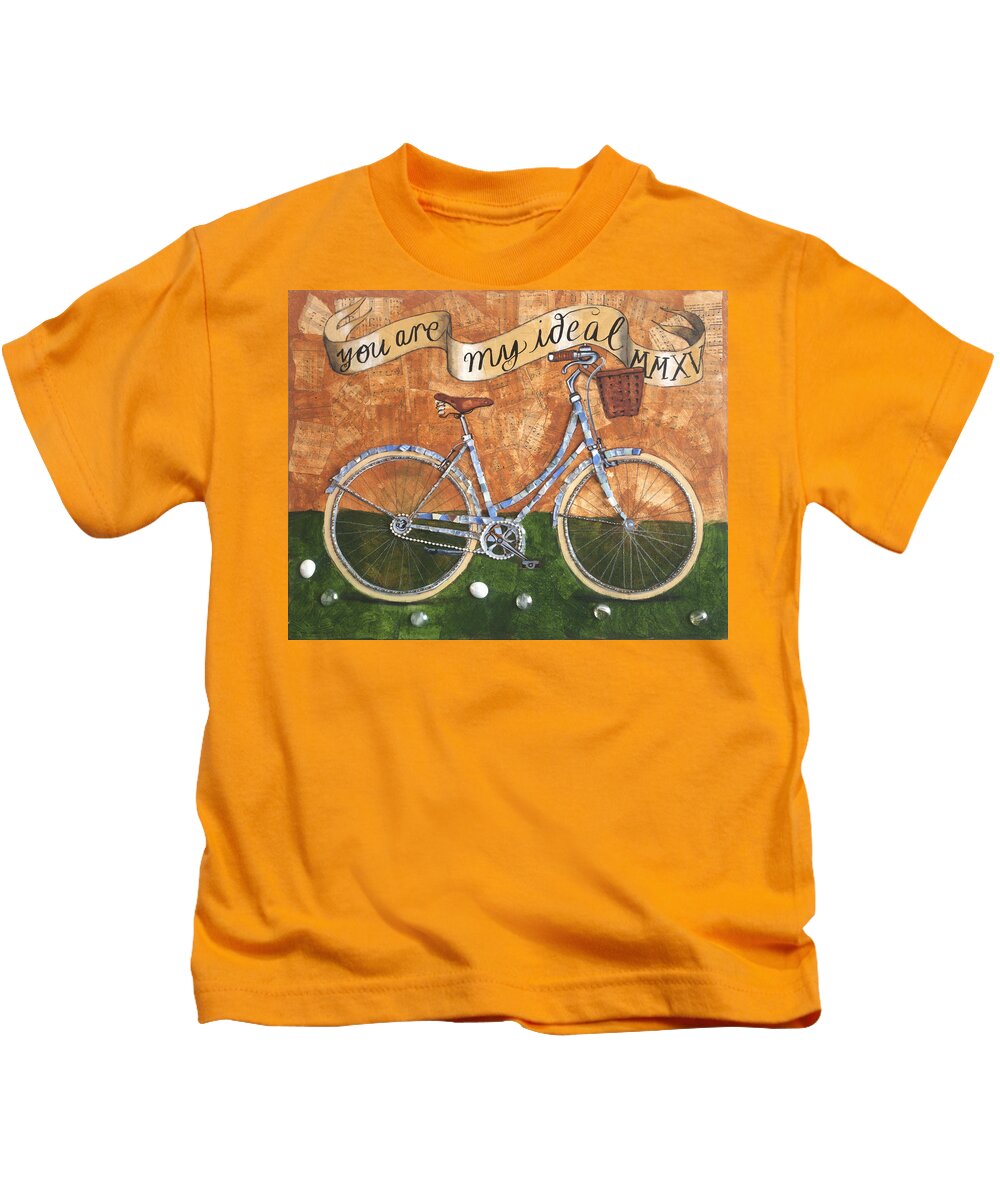 Bike Kids T-Shirt featuring the painting You Are My Ideal by Pauline Lim