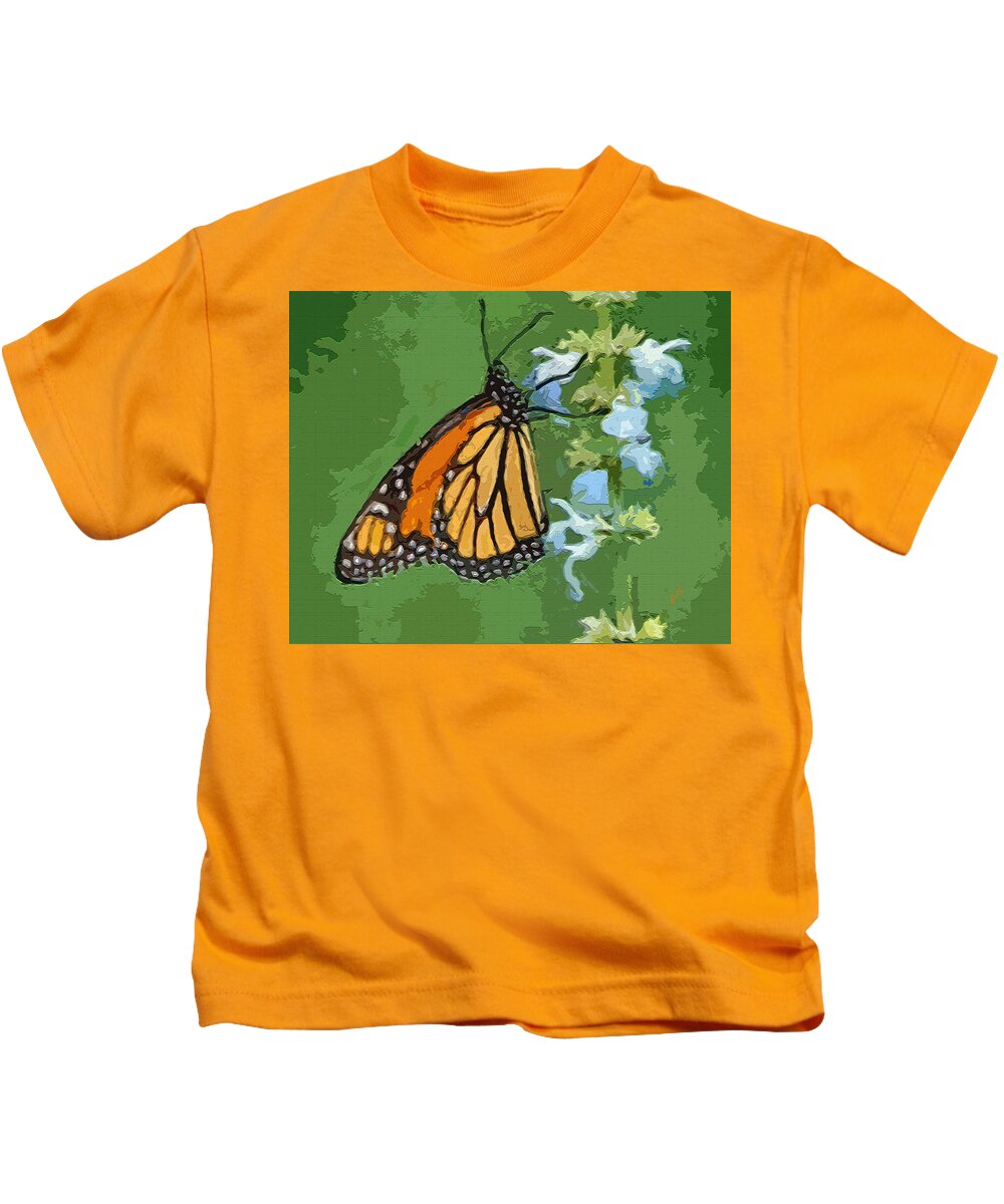 Butterflies Kids T-Shirt featuring the painting Ann Butterfly #3 by Doggy Lips