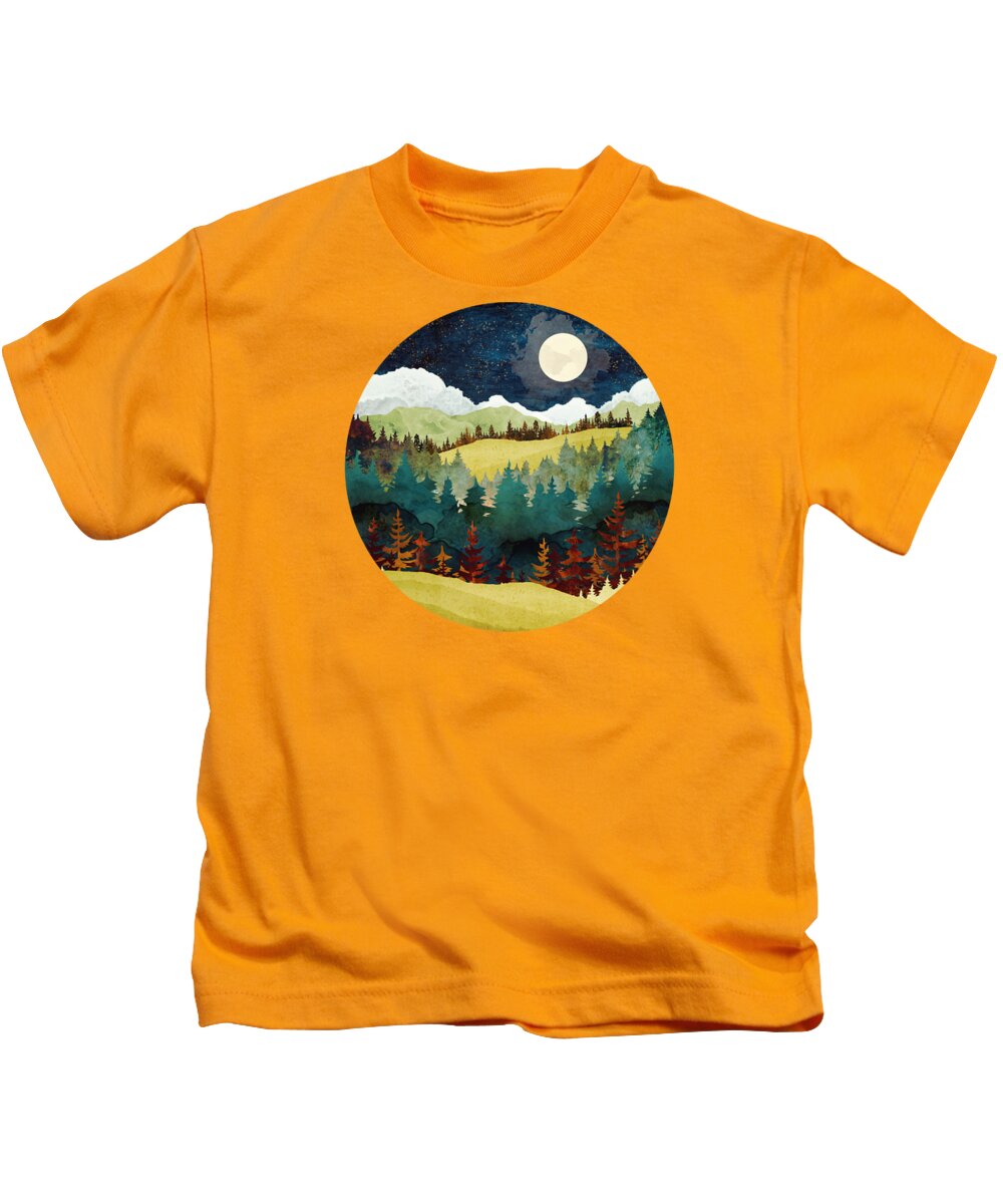 Autumn Kids T-Shirt featuring the digital art Autumn Moon by Spacefrog Designs