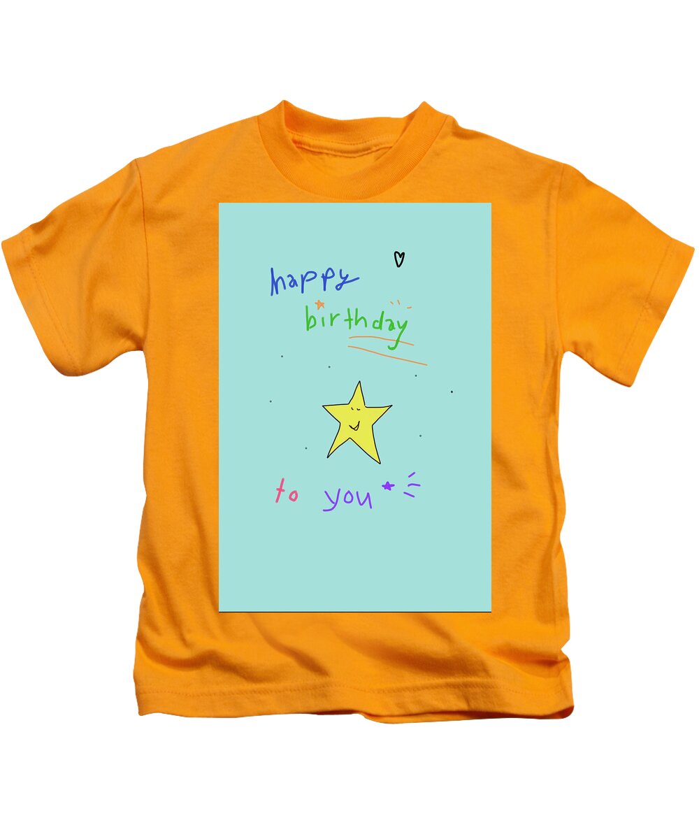  Kids T-Shirt featuring the drawing Birthday Star by Ashley Rice