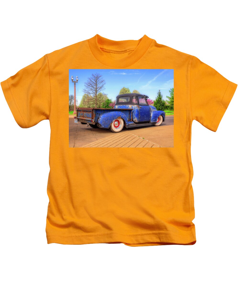 Classic Cars Kids T-Shirt featuring the photograph Blue Rusty Patina by Kevin Lane