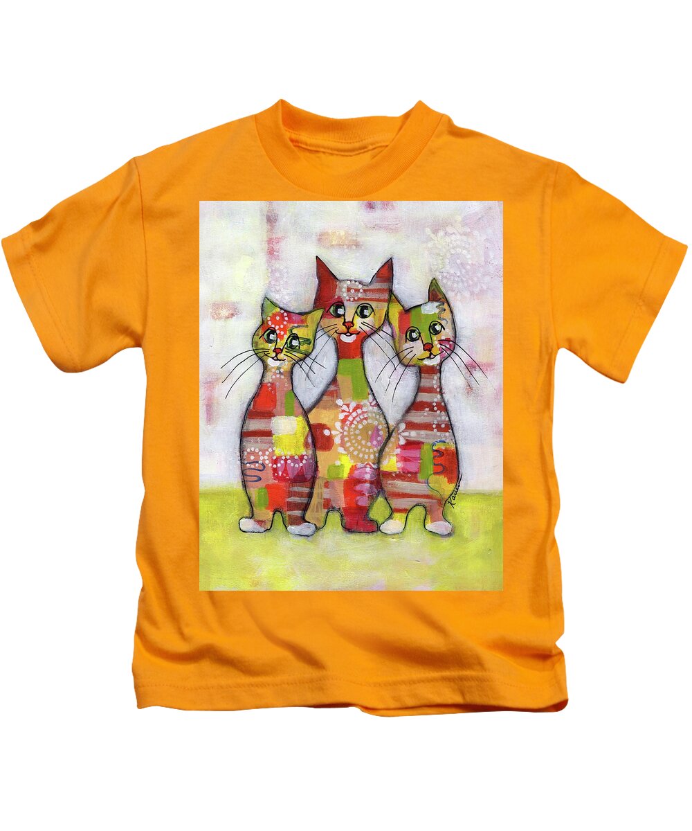 Cat Kids T-Shirt featuring the painting Cat Family Portrait 5 by Karren Case