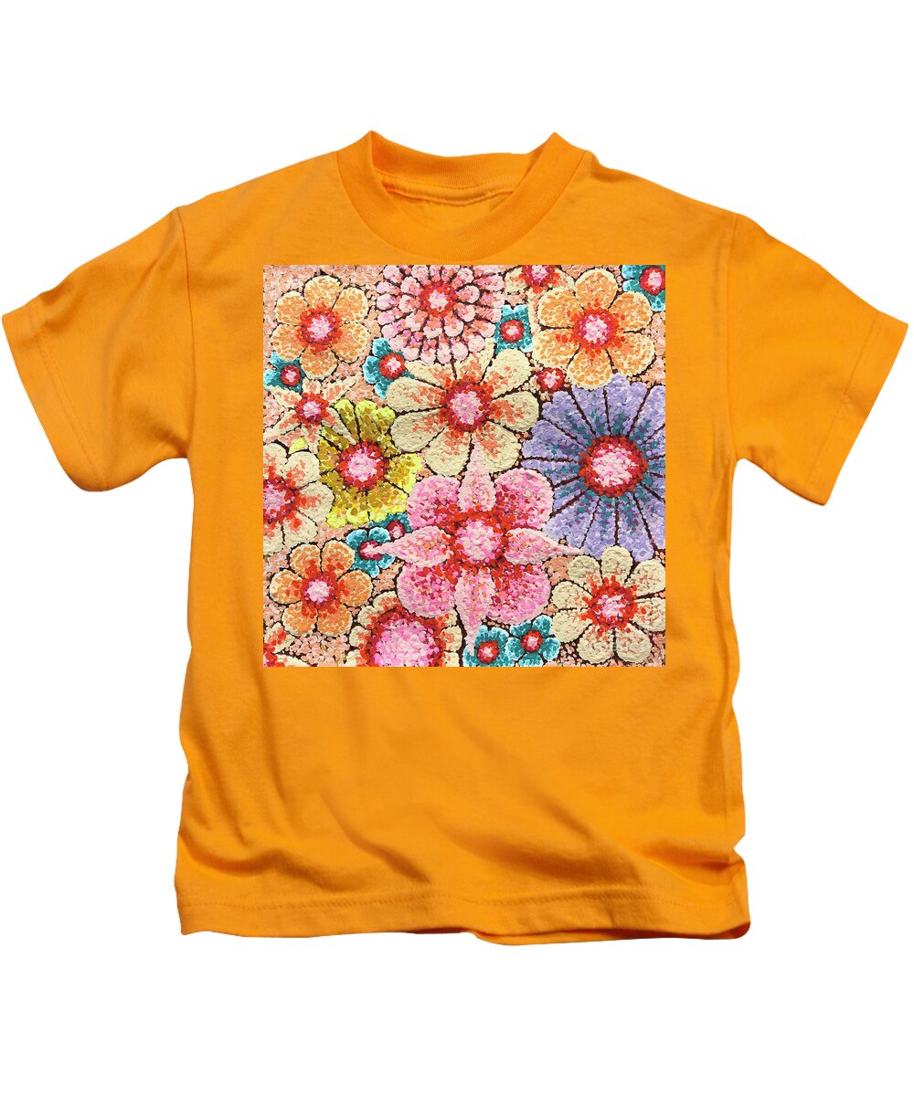 Floral Kids T-Shirt featuring the painting Efflorescent 4 by Amy E Fraser