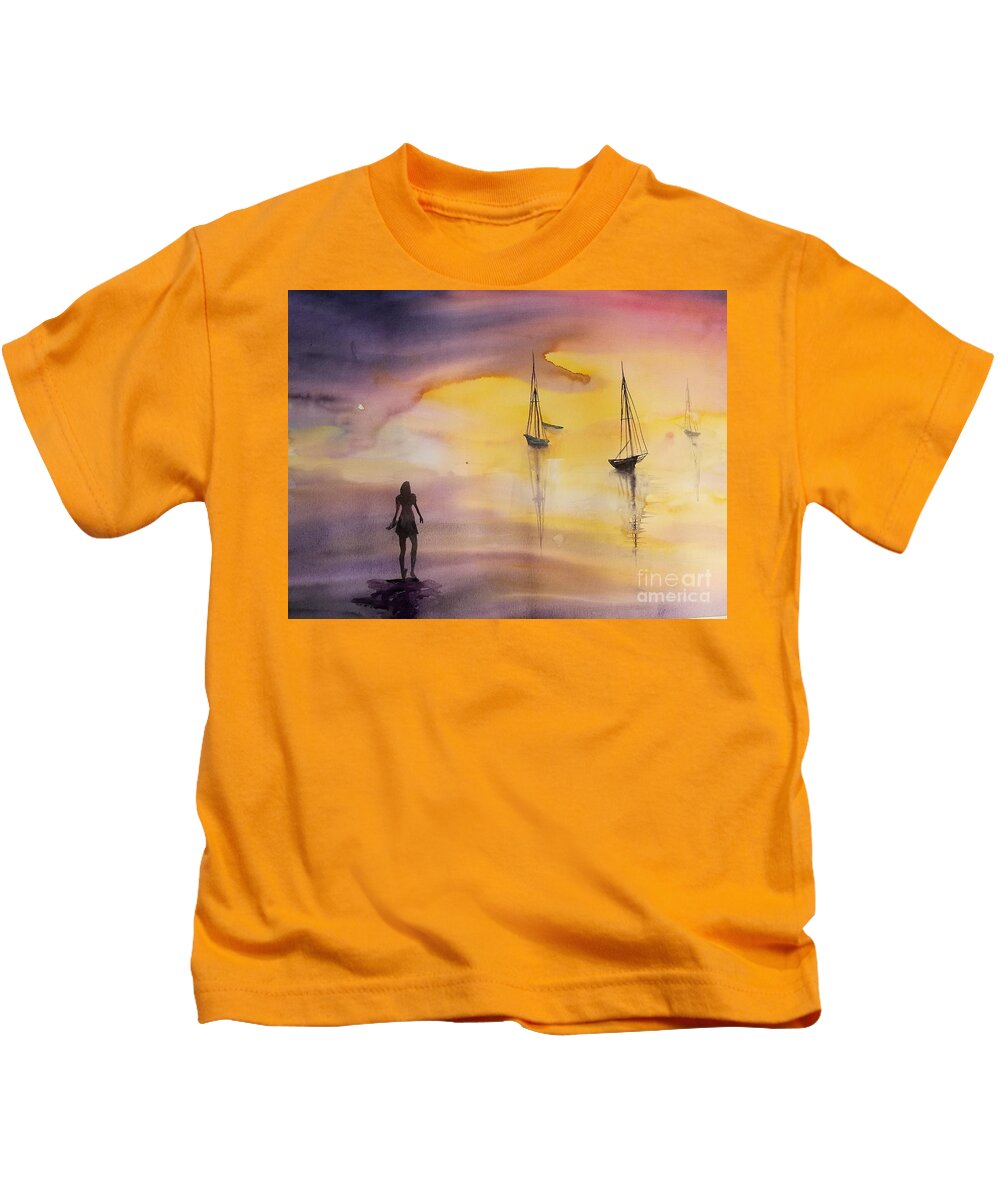 Lets Go See The Ocean Kids T-Shirt featuring the painting Lets go see the oceam by Han in Huang wong