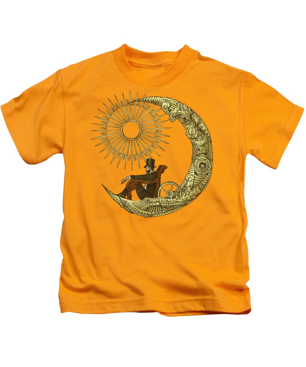 Moon Kids T-Shirt featuring the drawing Moon Travel - option by Eric Fan