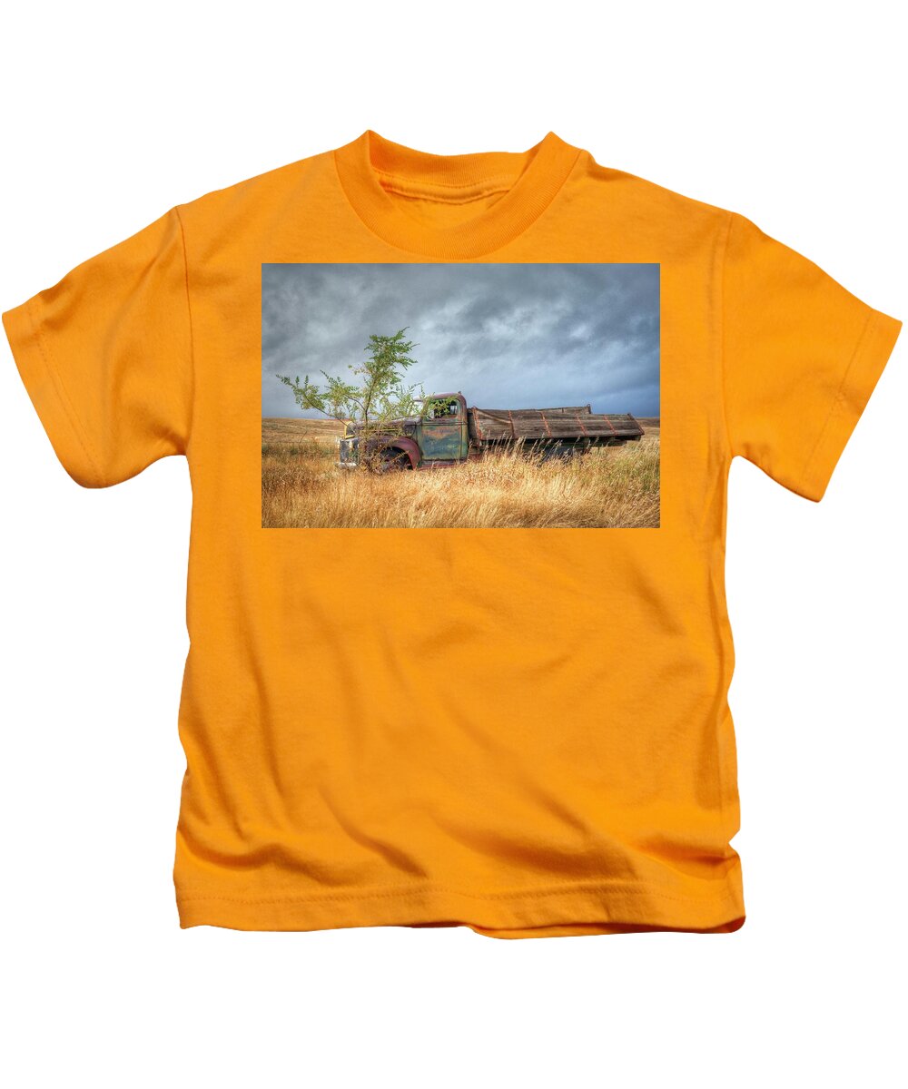 Old Truck Kids T-Shirt featuring the photograph Parked by Harriet Feagin
