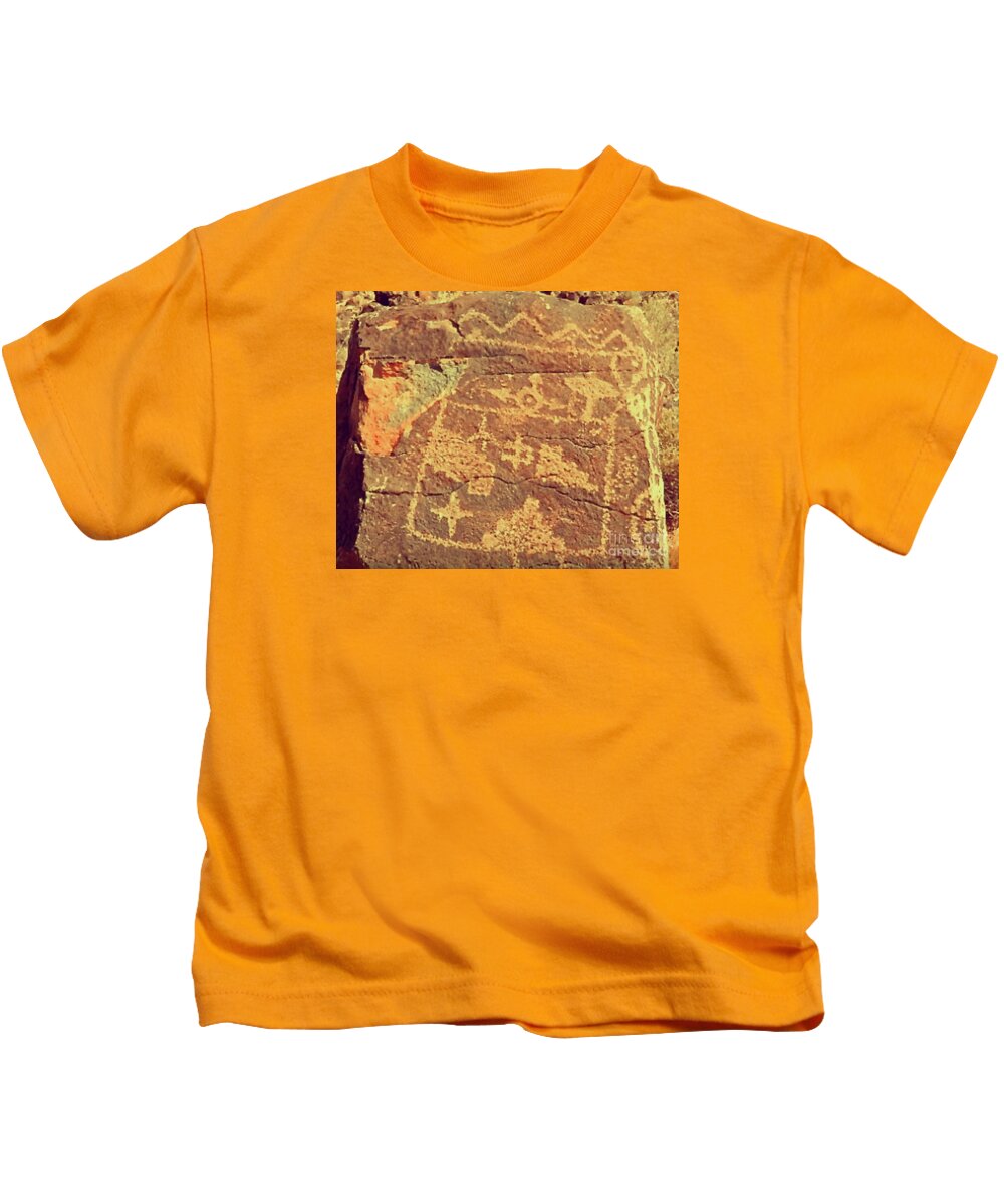 Photograph Kids T-Shirt featuring the photograph Petroglyph Natl Monument Park Albuquerque 1 NM by Karen Francis