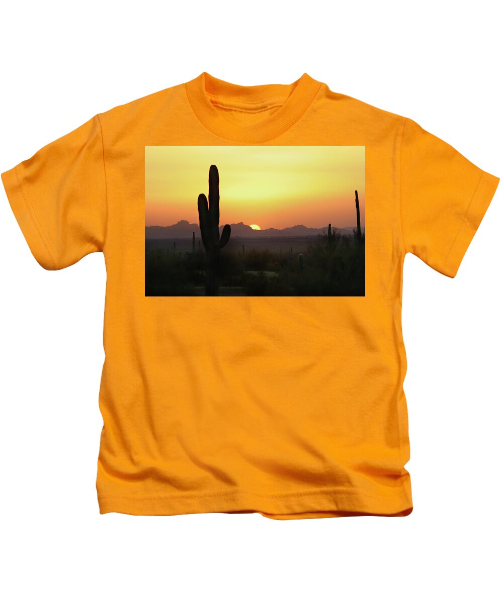 Picacho Peak State Park Kids T-Shirt featuring the photograph Picacho Peak Sunset by David T Wilkinson