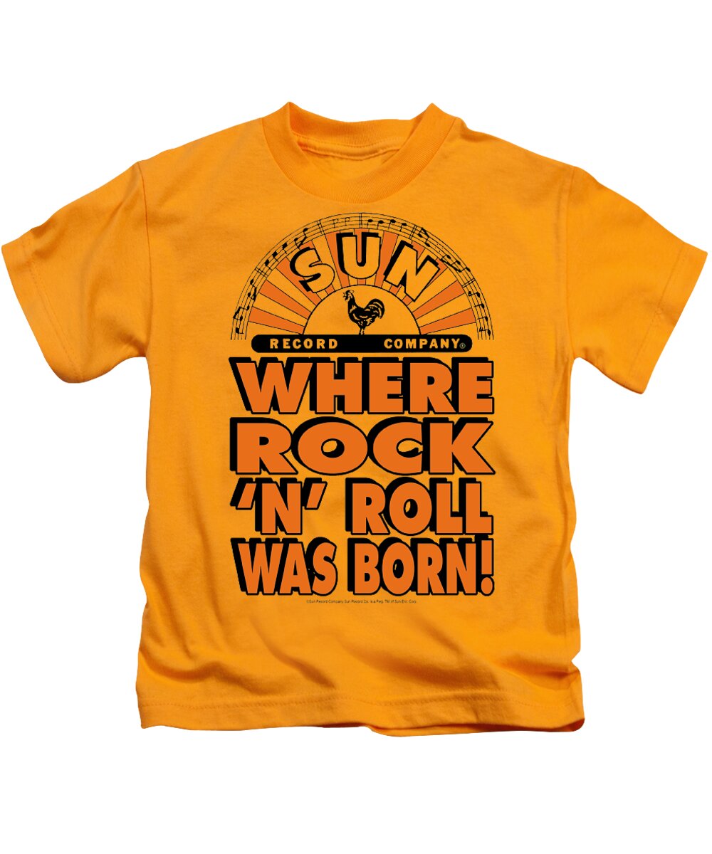 Kids T-Shirt featuring the digital art Sun - Where Rock Was Born by Brand A