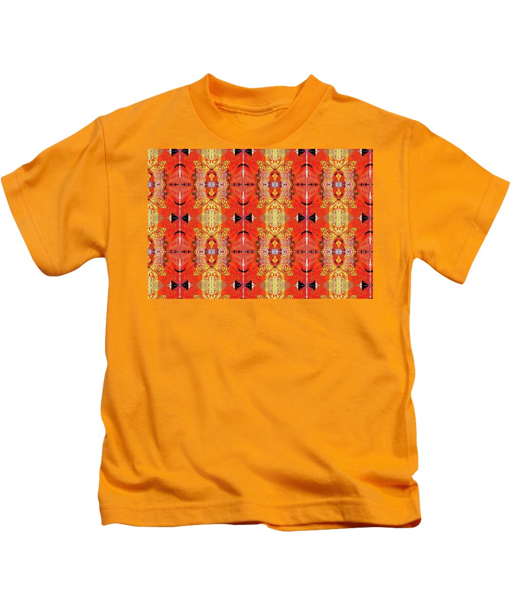 Tiger Kids T-Shirt featuring the digital art Tiger, Lilly, Tapestry, Pink, Yellow, blanket by Scott S Baker