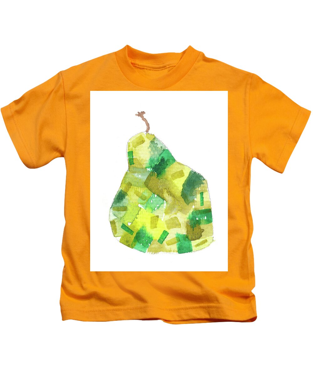 Pear Kids T-Shirt featuring the painting Yellow Pear by Marty Klar