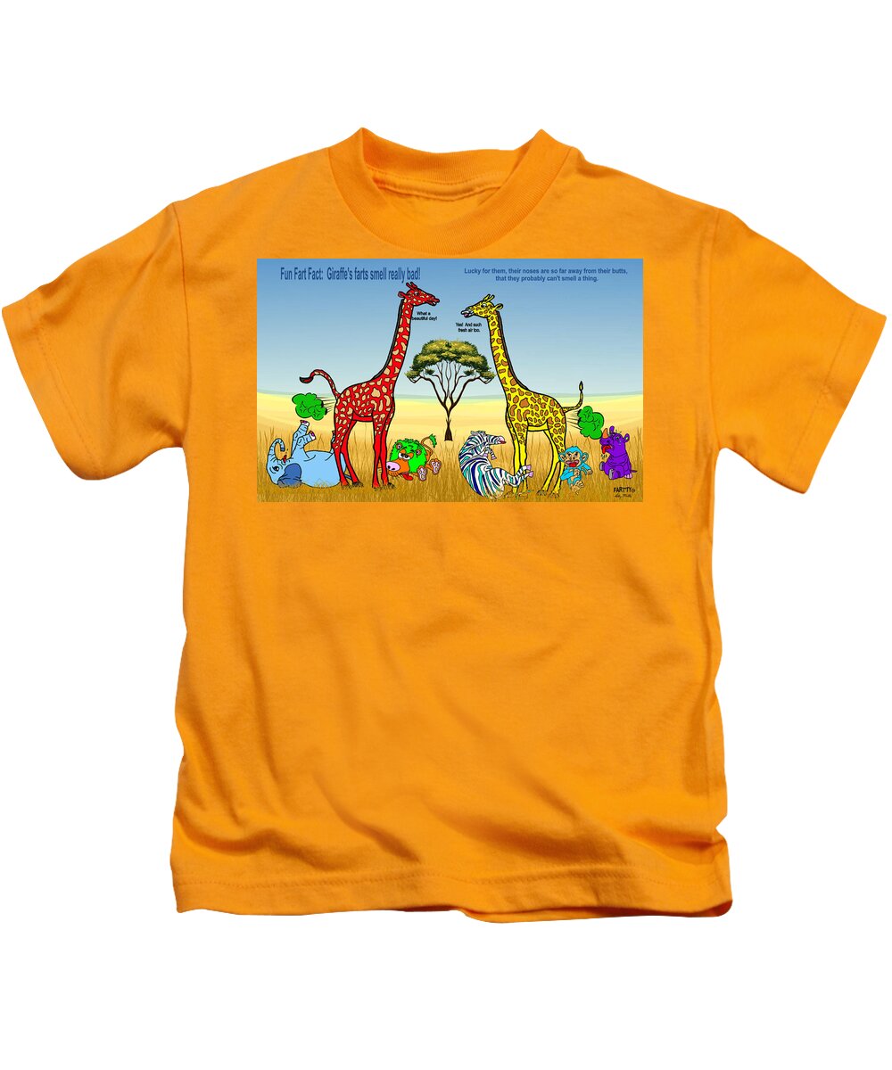 Art Prints Kids T-Shirt featuring the digital art Giraffe's Fluff Children's Book Art by Kelly Mills