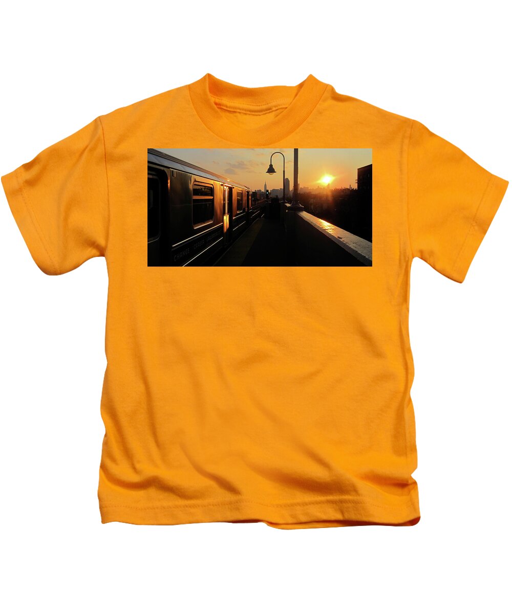 Nyc Kids T-Shirt featuring the photograph 46th Bliss Street Sunset by Chris Goldberg