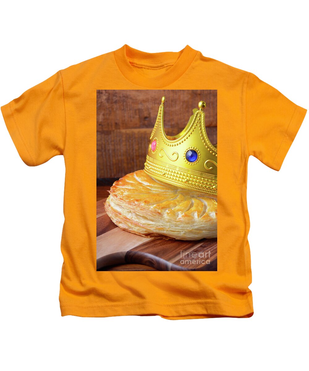 Almond Galette Kids T-Shirt featuring the photograph Epiphany Twelfth Night Cake #5 by Milleflore Images