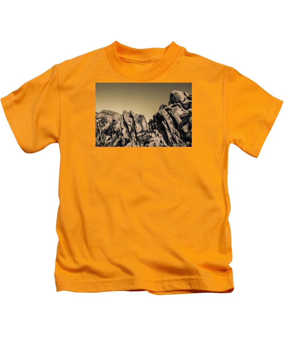 Big Rock Boulders Kids T-Shirt featuring the photograph Joshua Tree Mojave Desert California 5795-301 by Amyn Nasser