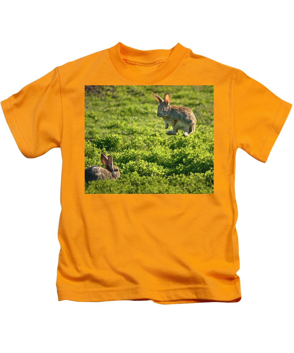 Bunny Kids T-Shirt featuring the photograph Airborne Bunny by Brian Tada