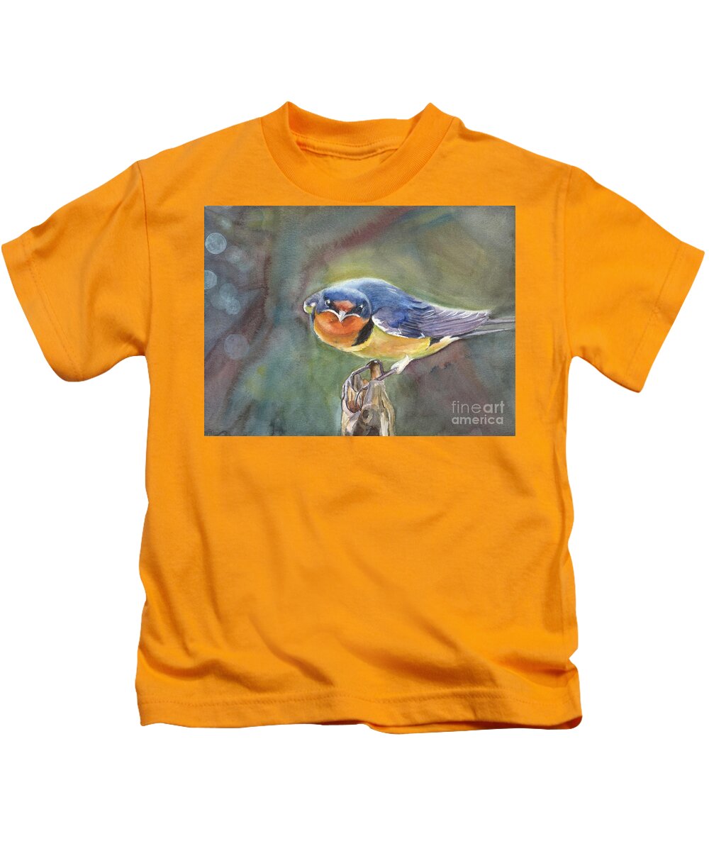 Barn Swallow Kids T-Shirt featuring the painting Are you looking at me? by Vicki B Littell