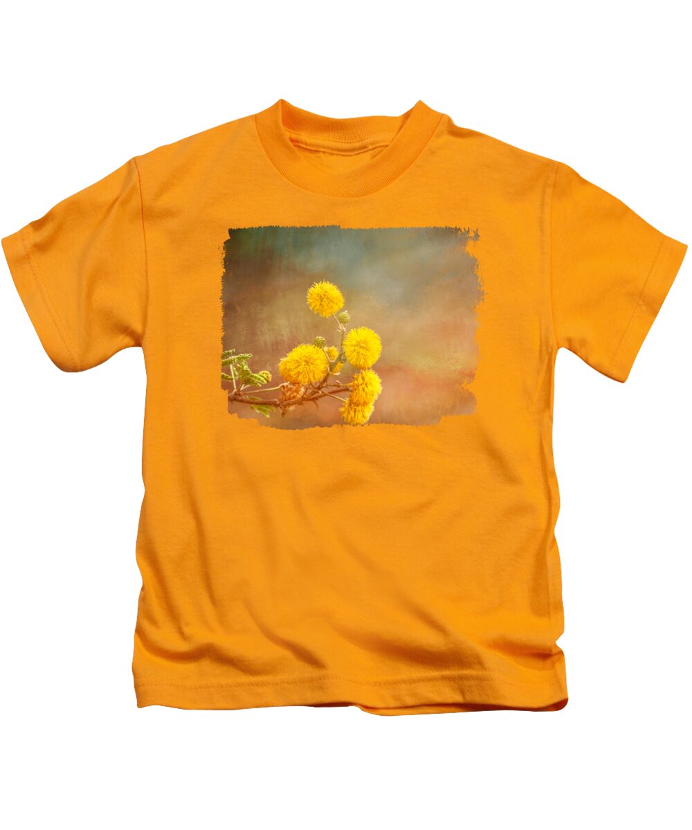 Wattle Kids T-Shirt featuring the mixed media Balls of Gold by Elisabeth Lucas