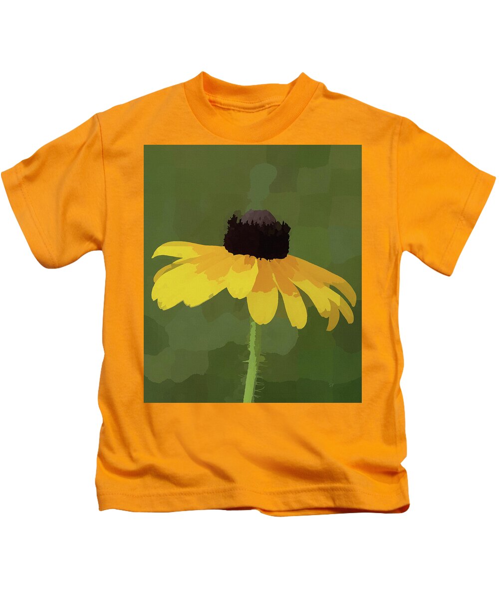 Botanical Kids T-Shirt featuring the mixed media Black Eyed Susan Wildflower Art by Shelli Fitzpatrick