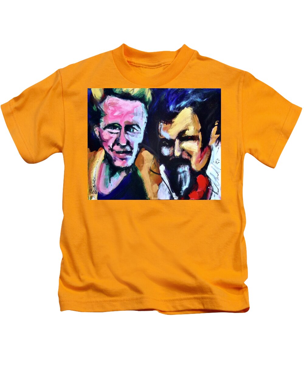 Portrait Kids T-Shirt featuring the painting Christopher and Julian by Les Leffingwell