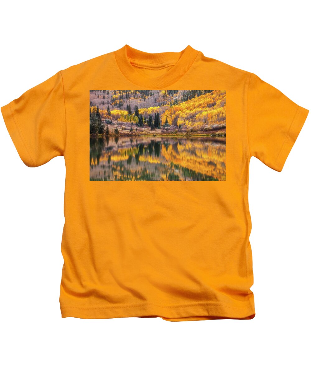 Fall Colors Kids T-Shirt featuring the photograph Colorado Reflections by Darren White