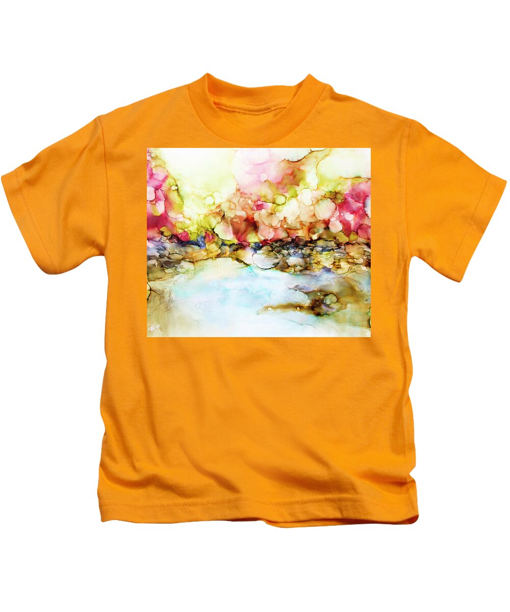 Alcohol Ink Kids T-Shirt featuring the painting Colorful Morning by Katrina Nixon